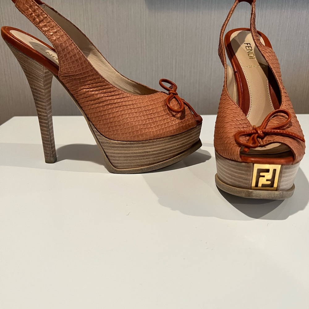 Fendi Python Slingback Heels - image 3